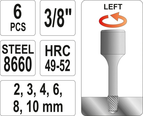Набір екстракторів YATO : квадрат 3/8