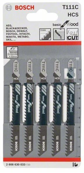 Полотно для лобзика Bosch HCS T 111 С, 5 шт.