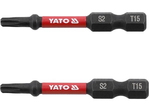 Насадка викруткова ударна YATO TORX T15 х 50 мм. HEX 1/4", 2 шт.[10]