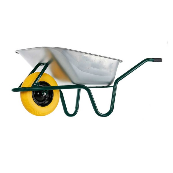 Тачка будівельна 1-но колісна 160кг/100л оцинковна колесо PU (зібрана)