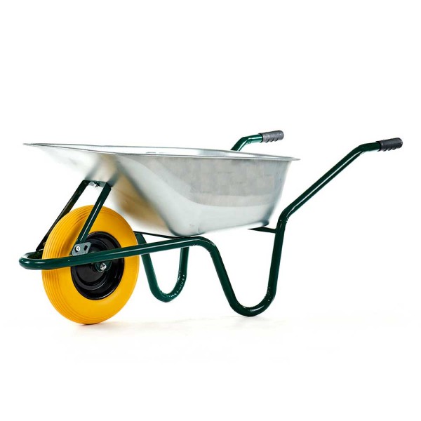 Тачка будівельна 1-но колісна 160кг/100л оцинковна колесо PU (зібрана)