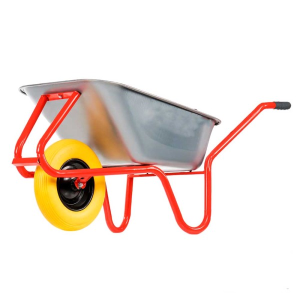 Тачка будівельна 1-но колісна 180кг/100л оцинкована колесо PU (зібрана)