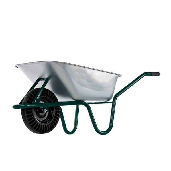 Тачка будівельна 1-но колісна 160кг/100л оцинкована колесо цільнолите (зібрана)