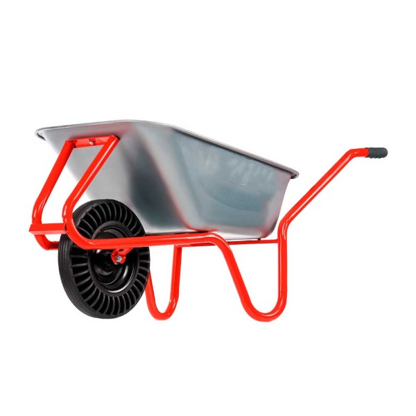 Тачка будівельна 1-но колісна 180кг/100л оцинкована колесо цільнолите (зібрана)