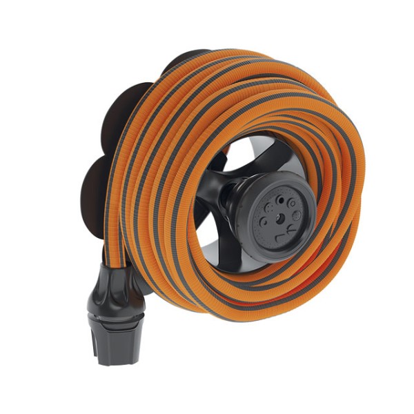 Шланг поливальний пружинний 1/2 25м, набір з конектором, розпилювачем, насадкою на кран 3/4, настінним тримачем