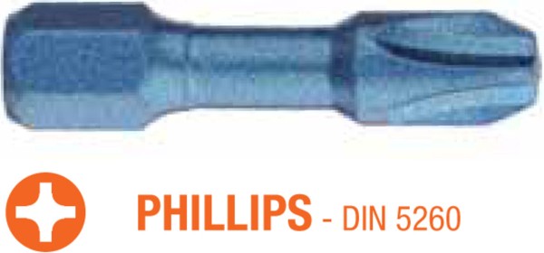 Насадка викруткова ударна USH Blue Shock : Phillips PH2 x 30 мм Torsion, Уп. 10 шт.