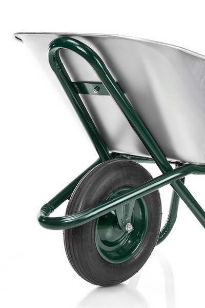 Тачка будівельна 1-но колісна 200кг/100л оцинкована колесо пневматичне (зібрана)