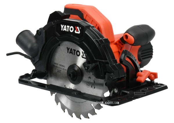 Пила дискова ручна мережева YATO: P=1.5кВт, для диска Ø= 185/20мм, макс. h=2.8мм, кут 0-45° [2/40]