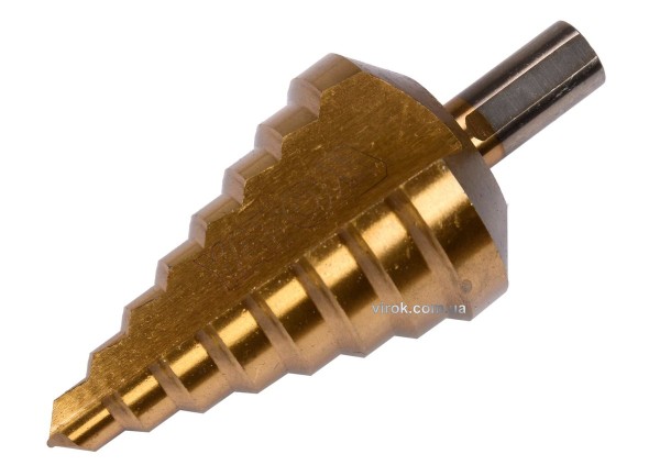 Свердло конічне ступінчасте титанове по металу YATO : Ø= 10-45 мм, HSS 4241, L= 100/75 мм [40]