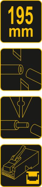 Кліщі для затискання телефонних і мережевих штепселів VOREL: L= 195 мм, RJ45 RJ10 RJ11 [10/50]