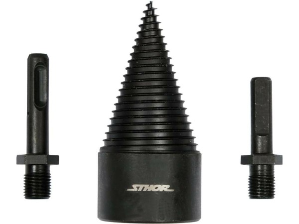 Свердло конічне для розколювання дерева VOREL, Ø= 45 мм h=95 мм з 2 шпинделями (SDS+ і 3-кутний) [4]