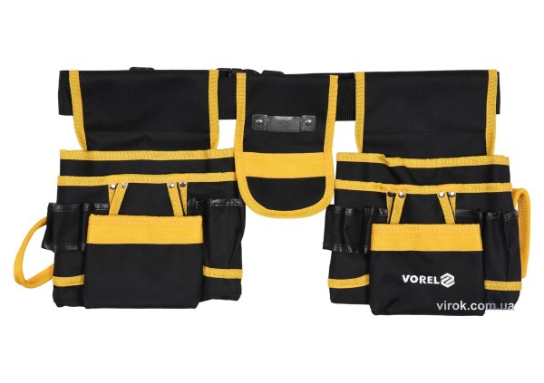 Пояс монтажника для інструментів VOREL з поліестеру; 6 кишень, 2 пересувні відсіки і стрічков захоп