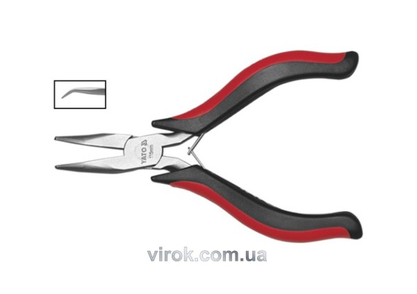 Тонкогубці-міні загнуті нікельовані YATO : L= 115 мм [6/120]