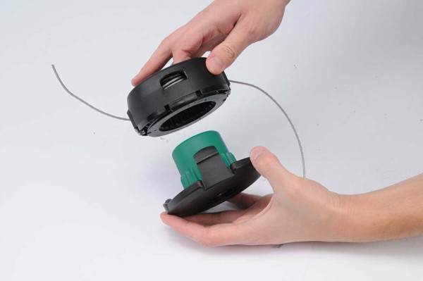 Головка для кріплення жилки до газонокосарок FLO: Ø=2-2,4 мм, 5 адаптерів, Ø=108 мм, h=58 мм [10/40]