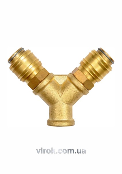 Швидкознімне латунне з'єднання пневматичне YATO, 2-сторон. розгалуження Ø= 1/4