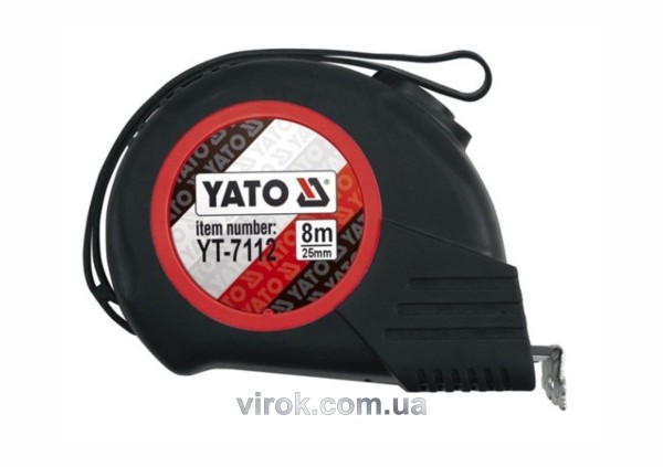 Рулетка YATO : L= 8 м х 25 мм. з нейлоновим покриттям, магнітним наконечником [6/60]
