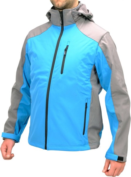 Куртка робоча SOFTSHELL з прикріпн капюшоном YATO розм S, синьо-сіра, 3 кишені, 96% поліес і 4% спан