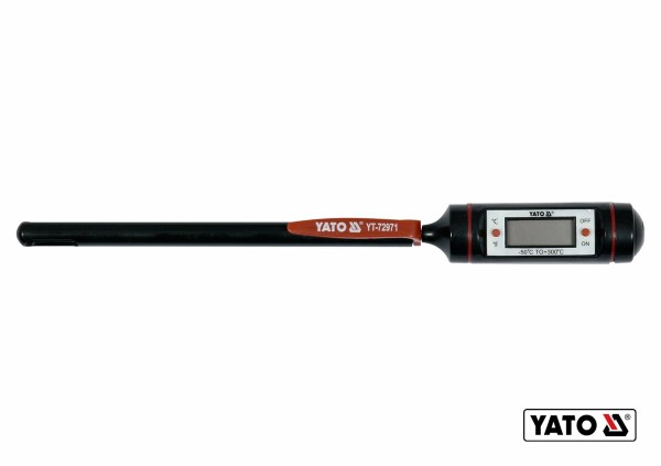 Термометр електронний YATO з зондом- 130 мм, діапазон- -50ºС- +300ºС, живлення- 1.5 В (LR44) [250]