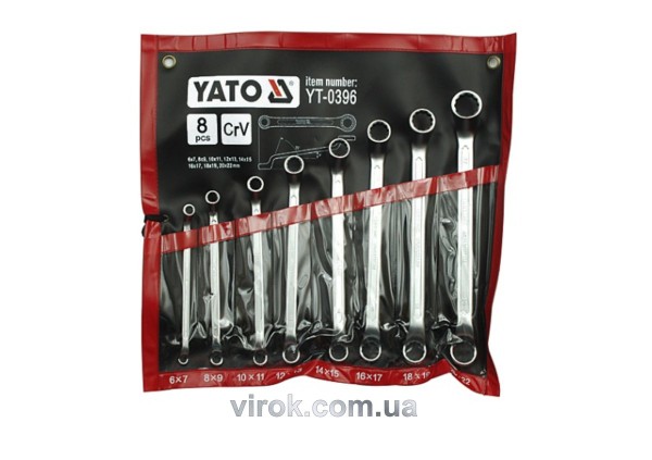 Ключі гнуто - накидні YATO : CrV, М= 6х7-20х22 мм, Набір 8шт. [6]