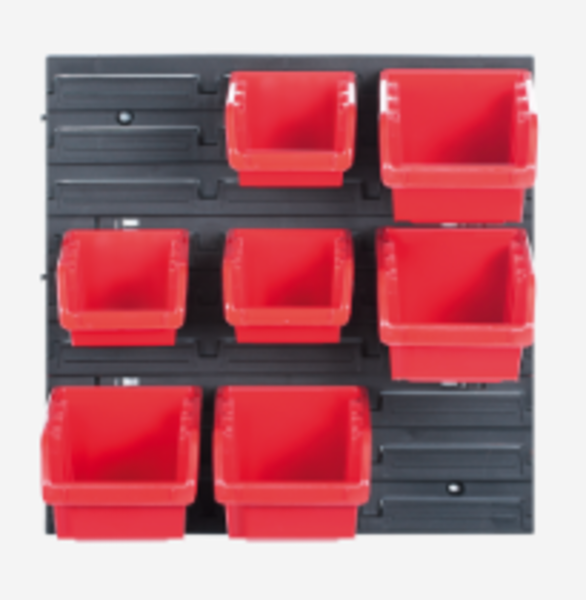 Таблиця перфорована 400х110х400 мм з ергобоксами: 70х100х155 мм- 3 шт, 90х120х195 мм- 4 шт