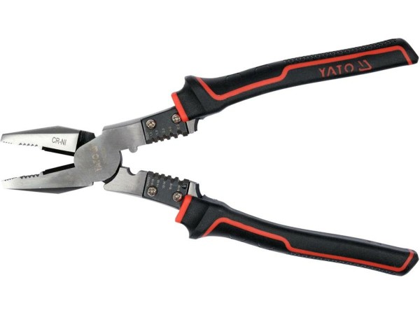 Плоскогубці комбіновані з функцією обробки провідників YATO l= 220 мм, ізольвані ручки [5/50]