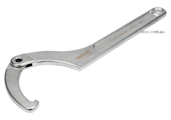 Ключ гаковий з носиком на шарнірі в діапаз. M= 120-180 мм YATO, Хр-Ванад., L= 470 мм [5/10]