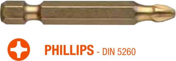 Насадка викруткова USH ISOTIN : Phillips PH1 x 50 мм. Torsion. титанова, подовжена. Уп. 10 шт.