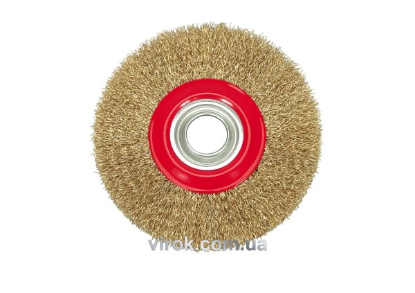 Щітка - крацовка для точильного станка VOREL латунна. сталь Ø-150мм [12/36]