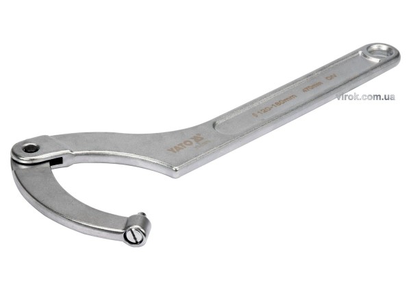 Ключ гаковий з носиком на шарн з округленим болтиком в діапаз. M=120-180мм YATO, Хр-Ван. L=470мм [5]