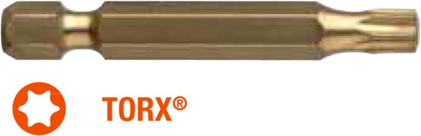 Насадка викруткова USH ISOTIN : TORX T40 x 50 мм Torsion. титанова подовжена, Уп. 10 шт.