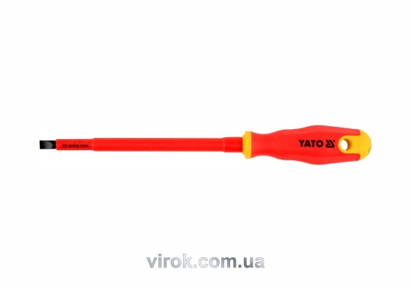 Викрутка плоска діелектрична ізольована YATO : шліц SL8 x 175 мм. VDE до 1000V [12/120]