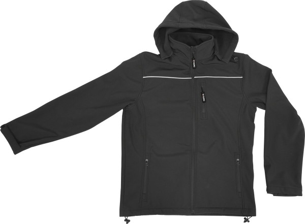 Куртка робоча SOFTSHELL з прикріпн капюшоном YATO розм S, чорна, 3 кишені, 96% поліест і 4% спандекс