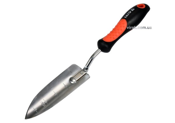 Лопатка посадкова YATO: l=340 мм, вузька, хромована, ергон.ручка [12/72]