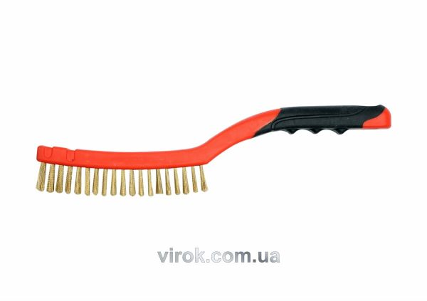 Щітка дротяна латунна YATO : 3- рядна l= 340 мм, з пластик. ручкою [12/72]