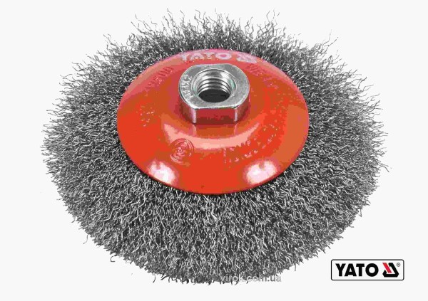 Щітка зачисна з нержавіючої сталі, дискова до КШМ YATO : Ø=125 мм, гайка- М14, 12500 об/хв [10/60]
