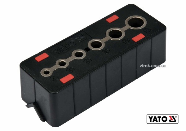 Шаблон для свердління отворів YATO : 4, 5, 6, 8, 10 і 12 мм, корпус з ABS-пластику [40]