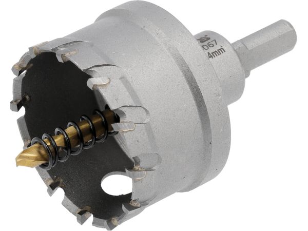 Свердло коронка по металу TCT YATO: Ø54 x 103 мм, товщ. до 25мм, з напрямним, 6-гран. хвост 3/8" [6]