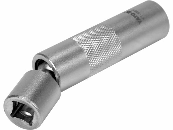 Головка торцева 12-гранна до свічок двигунів тонкостін YATO М16 з кардан приводом, квад 3/8