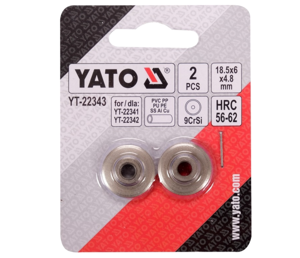 Різці дискові YATO Ø= 18,5/ 6 мм, t= 4,8 мм до труборізів YT-22341,-22342, 2 шт [24/144]