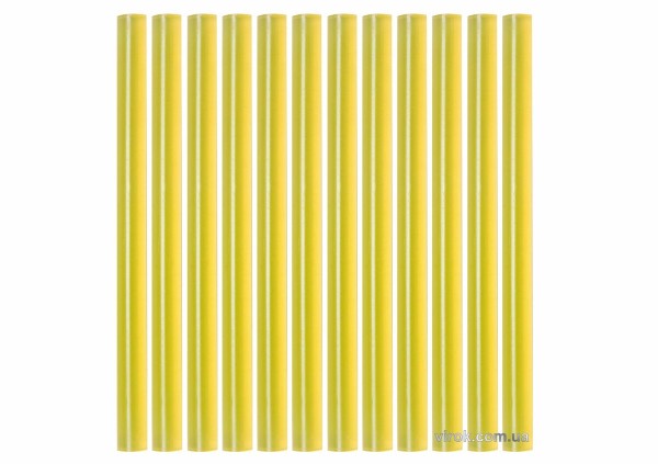 Стержні клейові YATO жовті : Ø=7,2 мм, L=100 мм, уп. 12 шт. [50]