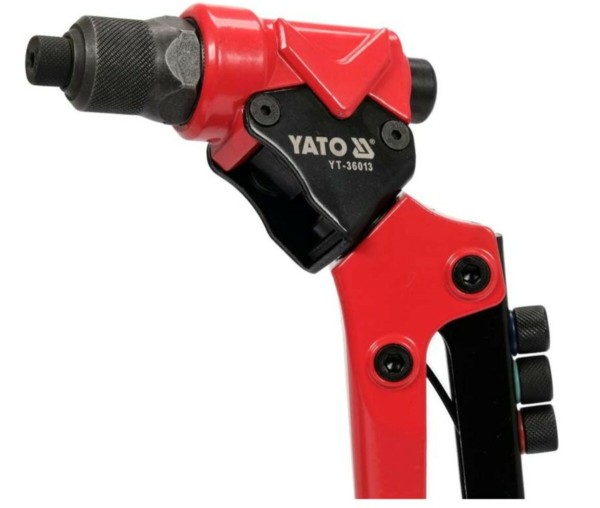 Заклепочник YATO з обертовою головкою l=275мм, для нітів Ø=2,4; 3,2; 4,0; 4,8мм, нітогайок М3-М6 [8]