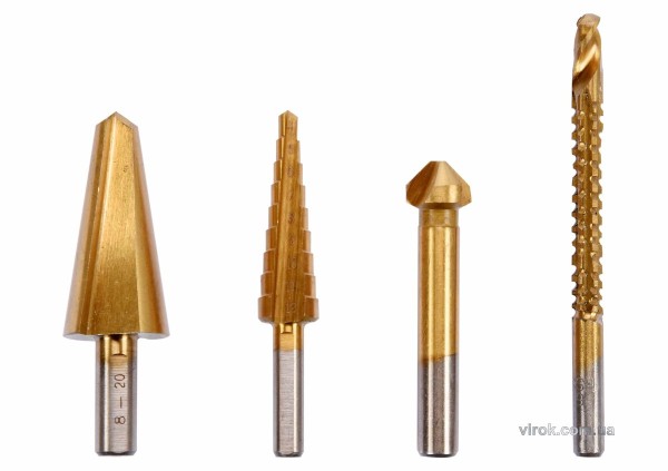Свердла універсальні різновидні по металу STHOR: HSS 4241, 8-20мм, 4-12мм, 12.4мм, 6х90мм, 4 шт.[25]