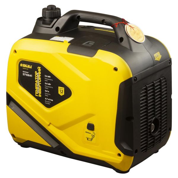Генератор інверторний бензиновий 220В 3.2/3.4кВт 50дБ 4-х тактний ручний запуск SIGMA (5710641)