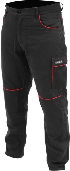 Штани робочі COMFY YATO розмір XL, чорно-червоні, 7 кишень, 100% бавовна [10]