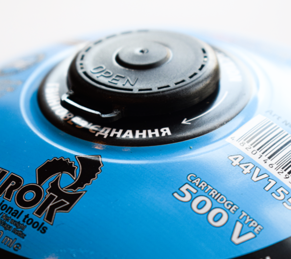 Балон газовий 1-разовий VIROK з різьбою (7/16) 500g/870ml. для плит/кемпінгу (EN417) BUTAN [12]