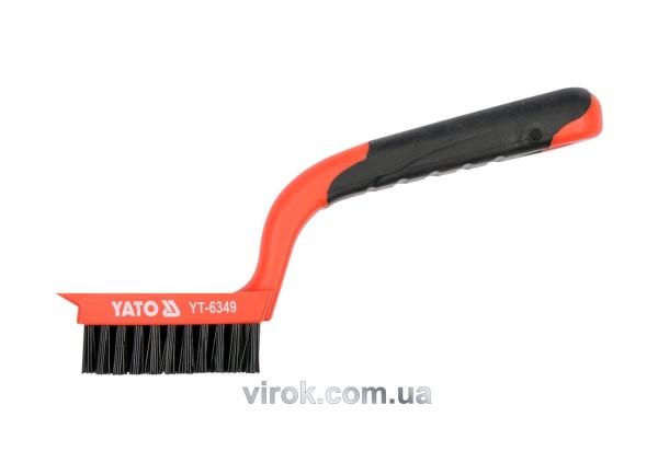 Щітка дротяна нейлонова YATO : 6- рядна, L= 180 мм з пластиковою ручкою [24/120]