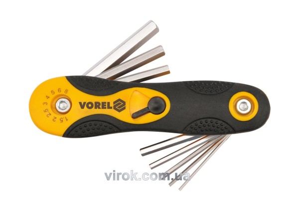 Ключ 6-гранний L-подібнний VOREL : розкладний, М1.5-8 мм. Cr-V. 8 елем. [25/100]