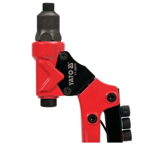 Заклепочник YATO з обертовою головкою l=275мм, для нітів Ø=2,4; 3,2; 4,0; 4,8мм, нітогайок М3-М6 [8]