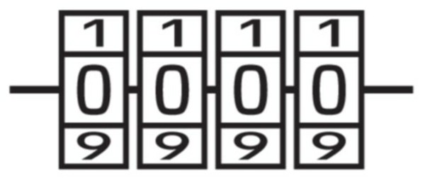 Замок навісний з кодовим замиканням VOREL: латунний корпус- 52х 40 х25 мм, сталева дуга- 56х25х 8 мм