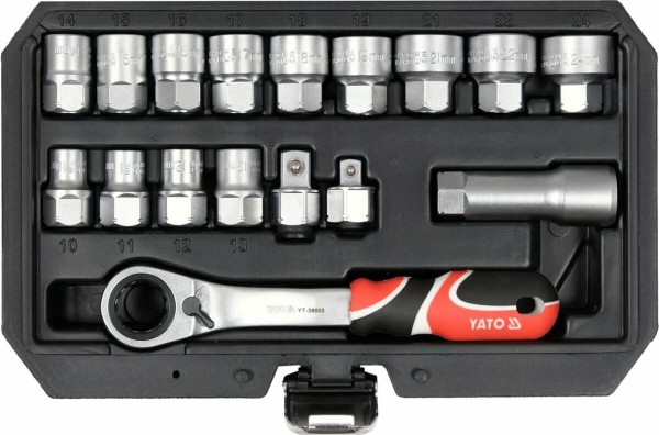 Набір головок торцевих наскрізних SPLINE YATO: квадрат 3/8